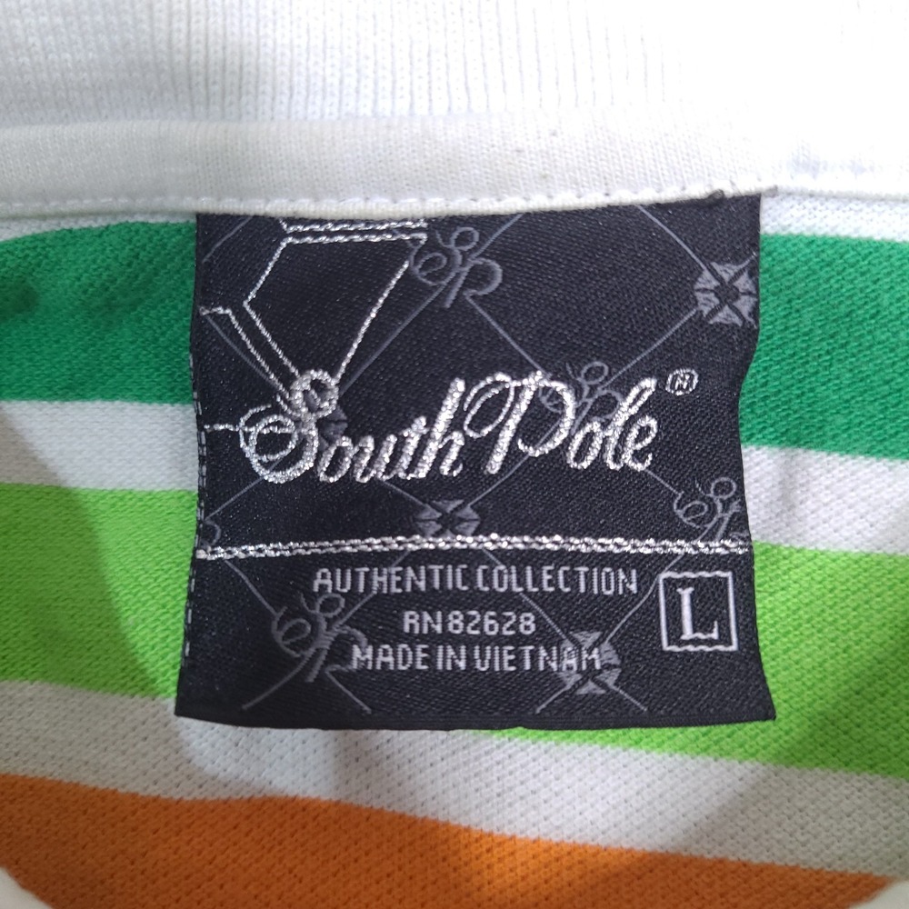 Southpole Polo Shirt Mens Large Colorful Striped‎ Authentic Collection Cotton - Picture 4 of 11